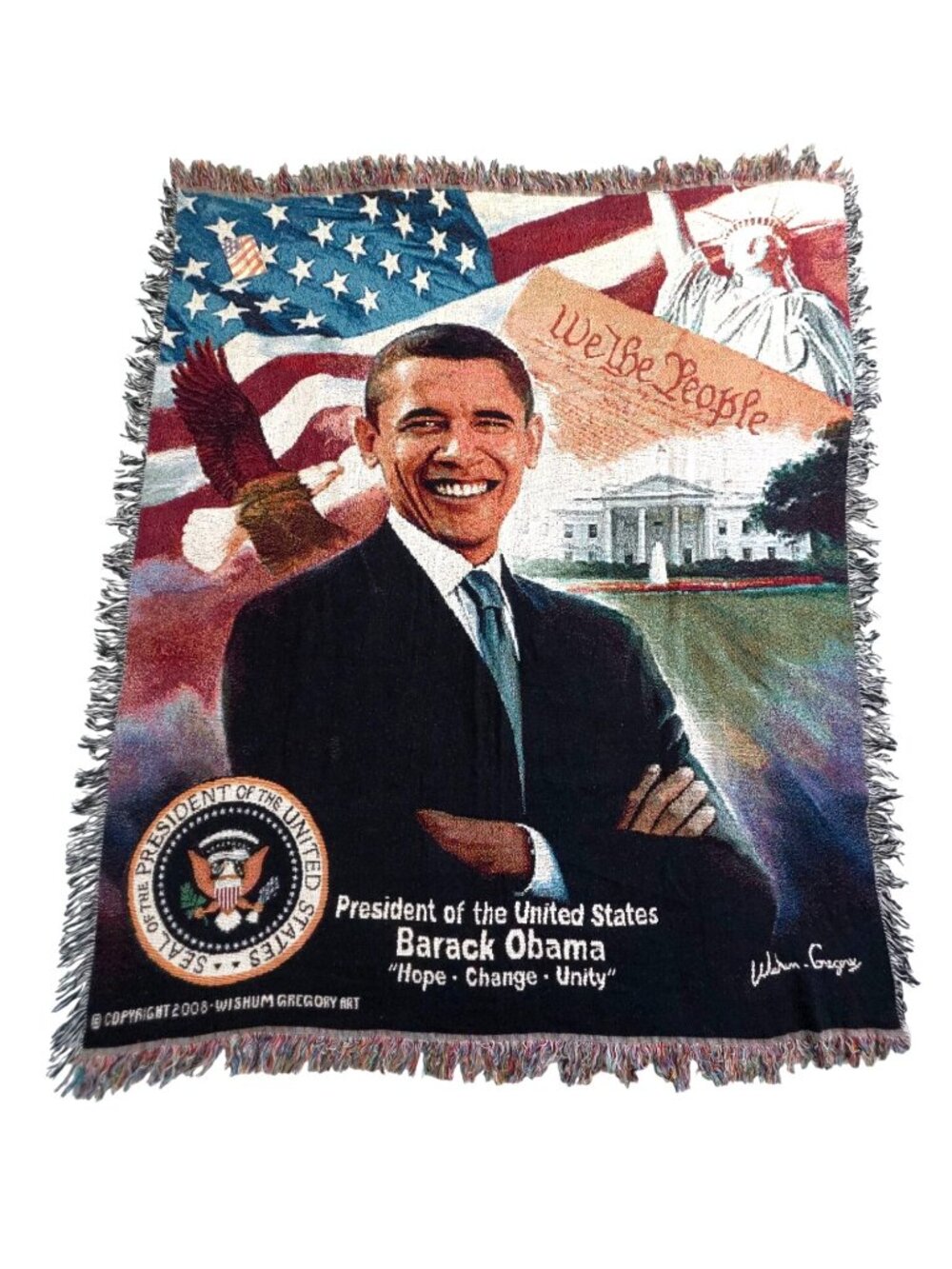 Wishum Gregory Barack Obama 44th Presidential Jacquard Tapestry Blanket 50"x60"